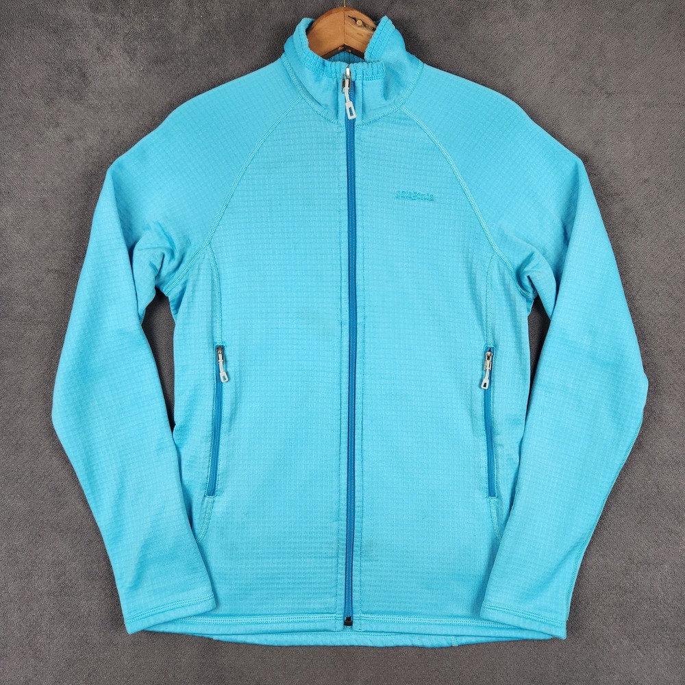 Patagonia R1 Fleece Jacket Womens Medium Blue Full Zip Lightweight Mid Layer